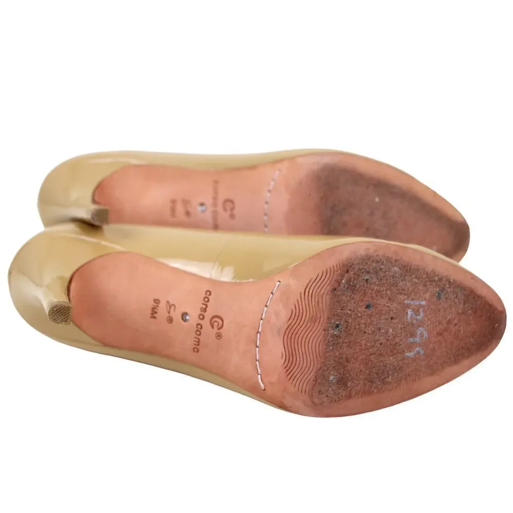CORSO COMO BEIGE GENUINE LEATHER HIGH HEEL ROUND TOE PUMP WOMEN'S SHOES 9.5 M